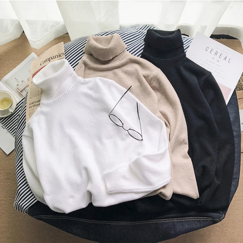 

2020 Autumn Winter Thick Sweater Women Knitted Ribbed Pullover Sweater Long Sleeve Turtleneck Slim Jumper Soft Warm Pull Femme