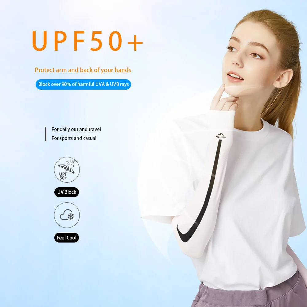 

Summer Gym Arm Sleeves UV Sun Protective Gloved Cooling Sleeves for Hiking Cycling Climbing Fishing Driving Sports Traveling