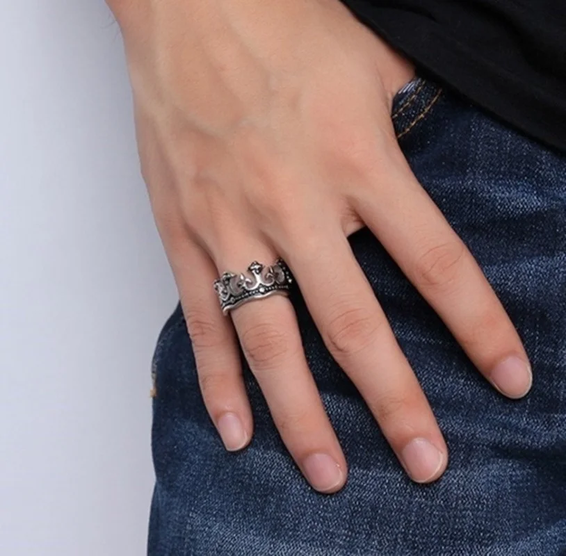 

Men's King Ring Cross Crown Ring Fashion Irregular Embossed Jewelry Gift