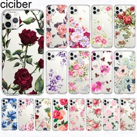 ciciber flower rose cases funda for iphone 12 case for iphone 12 xr 11 pro xs max 7 x 8 6 6s plus 5s se 2020 silicone capa cover