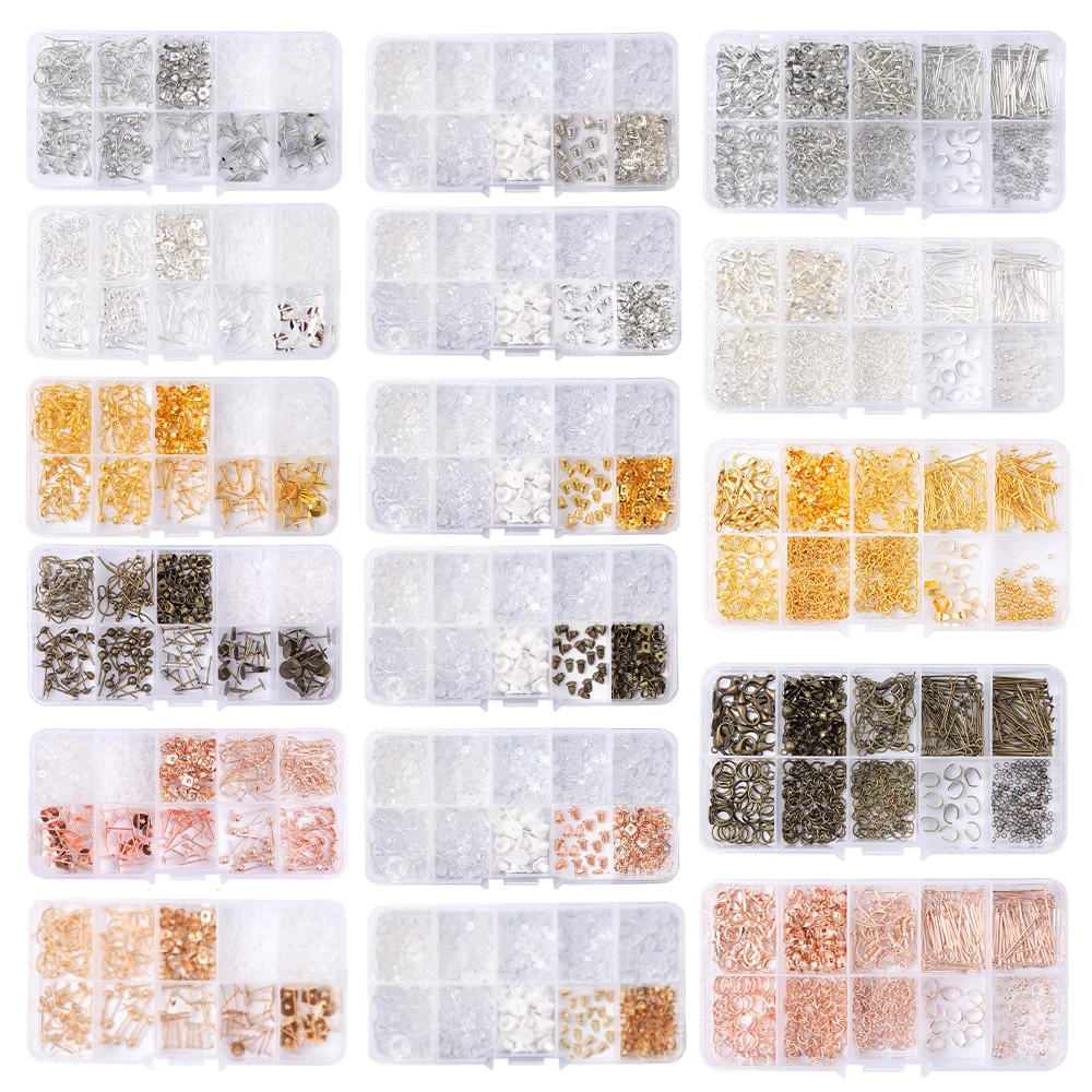 

Earring Making Supplies Kit Jewelry Accessories with Earring Hook Nail Lobster Clasp Open Jump Ring Connector Set for Beads