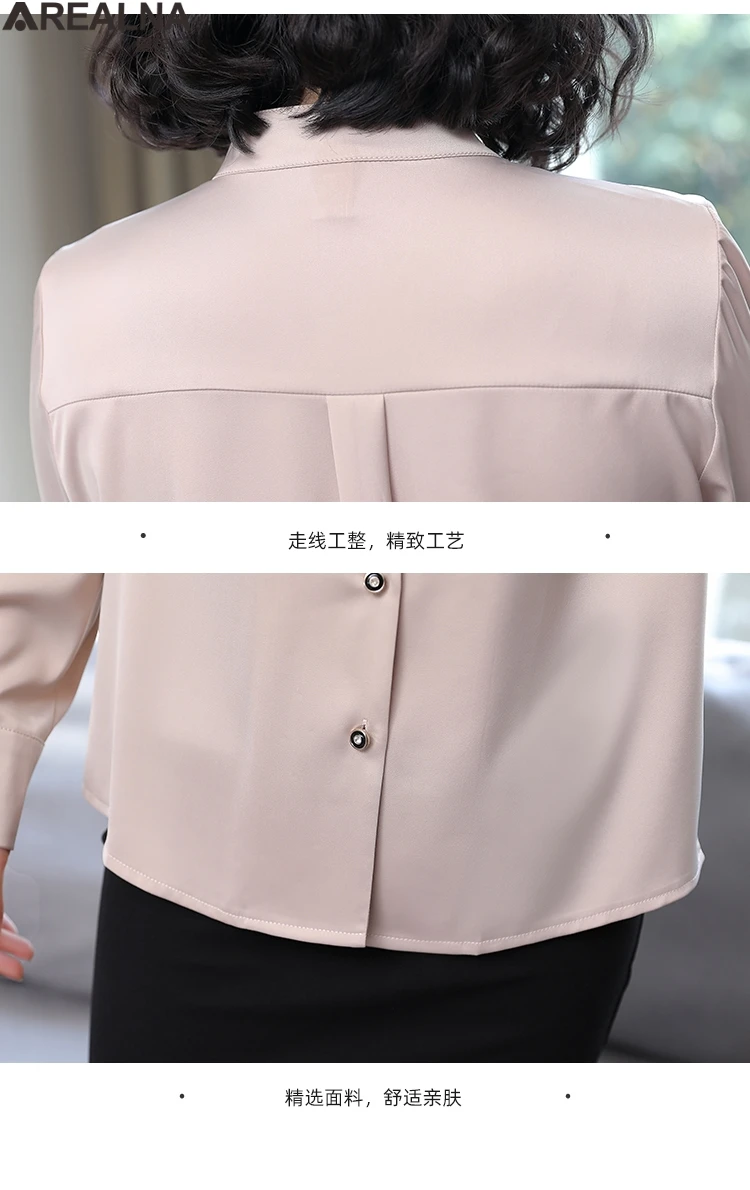 

Womens Tops And Blouses black White Satin Silk Blouse Office Shirt Blusas Mujer De Moda 2021 Long Sleeve Women Shirts Clothes