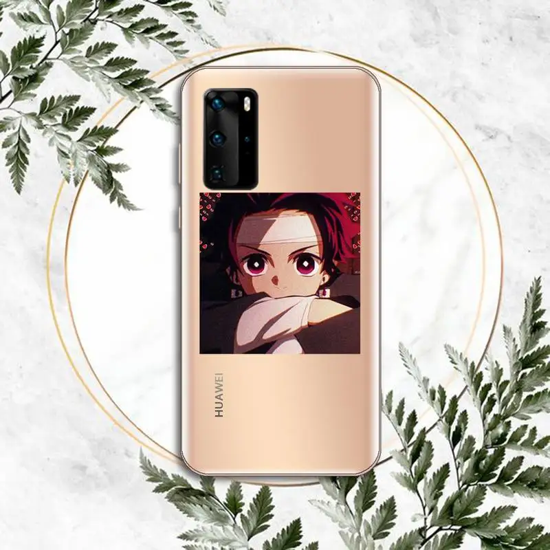 

Cute Demon Slayer Japan anime Phone Case Transparent for huawei P 40 30 20 lite pro smart 2019 honor 8X 10i 10 cover