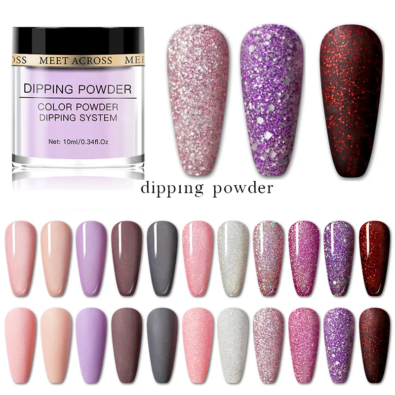 Матовый порошок для ногтей MEET ACROSS цветной блеск без лампы с градиентом