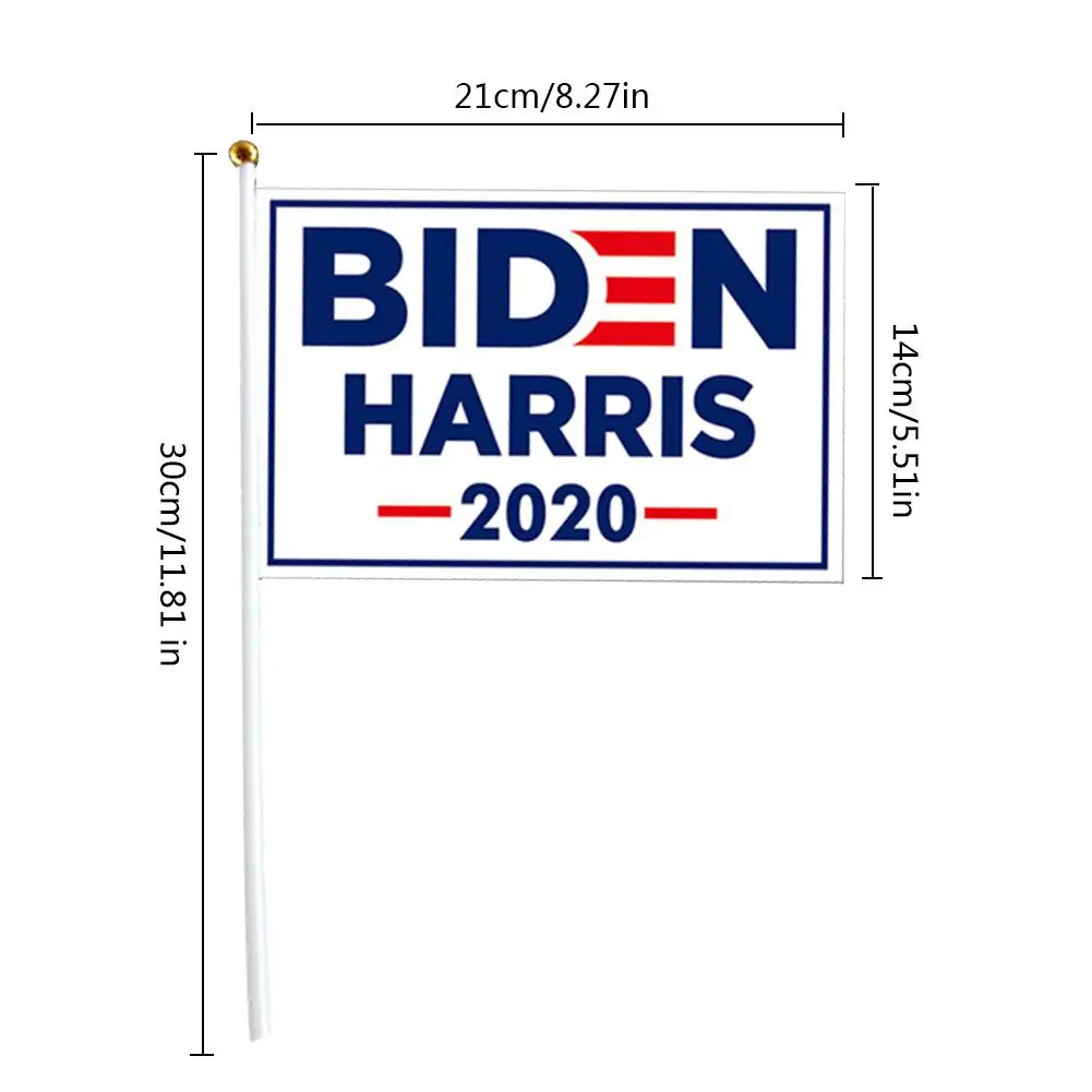 

10pcs BIDEN HARRIS Square Hand Flag 2020 USA President Election Campaign Banner Hand Held Mini Flag With White Pole