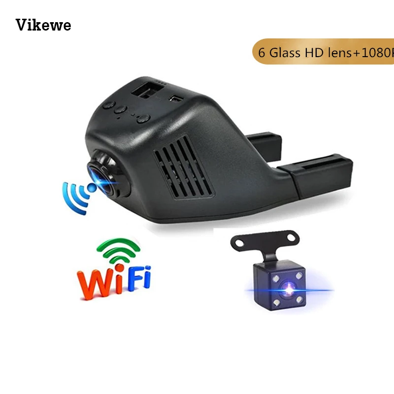 Автомобильный видеорегистратор Vikewe WIFI Full HD 1080P с двойным объективом g датчик