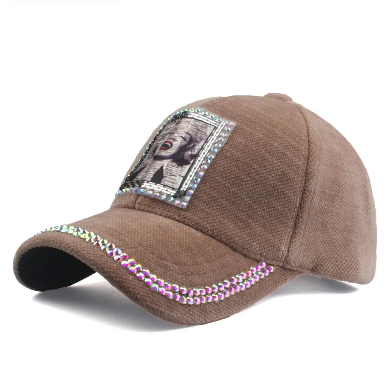 

2021 baseball cap Mom hat warm Thickened cotton snapback hat with Rhinestone baseball caps Dropshipping