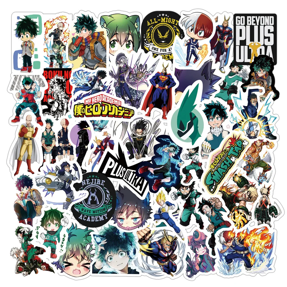 50/100pcs Cartoon My Hero Academia Stickers Laptop Skateboard Izuku Midoriya Might Boku No Hero Academia Anime Character Sticker