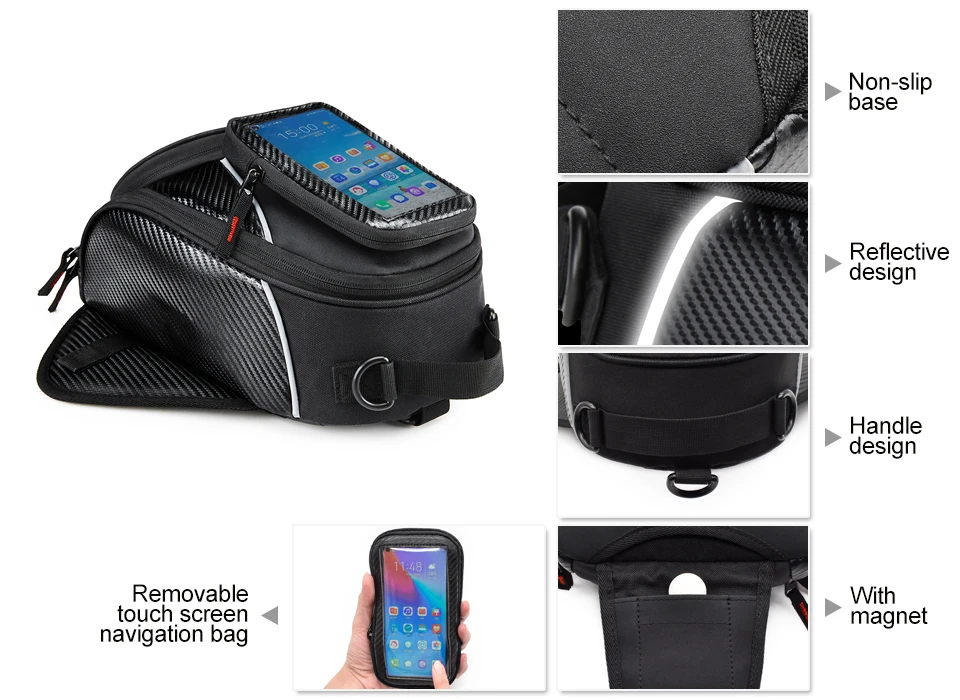 WOSAWE 8L сумка для мотоцикла Мобильный телефон навигатора многофункциональное