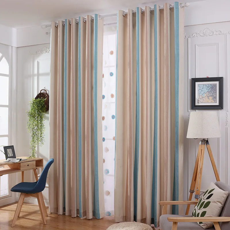 Современные и контрактные занавески в полоску из синели для спальни кабинета
