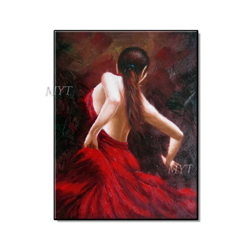 

MYT, фигурка девушки, абстрактная картина маслом на холсте для гостиной, домашний декор, картины на стену, картины без рамки, картина ручной ра...