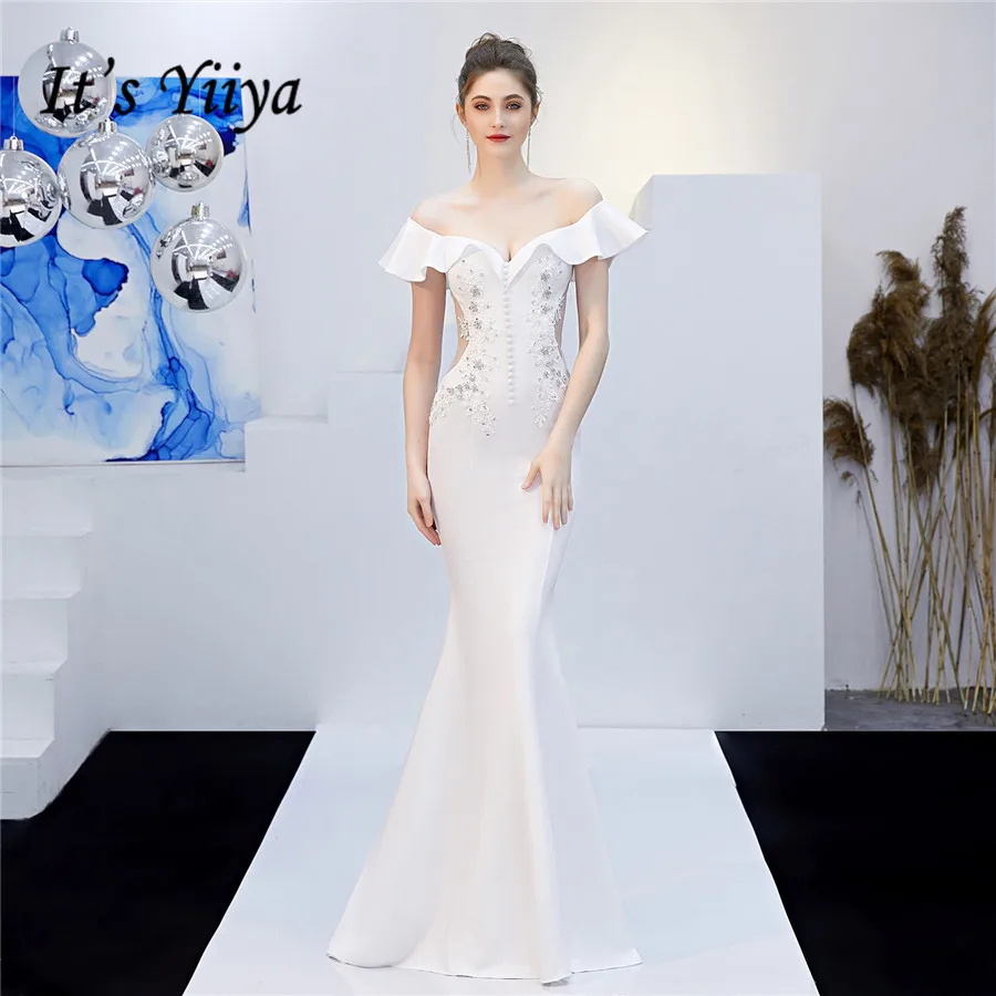 Однотонное вечернее платье DX265 It's Yiiya Короткий рукав Вырез лодочкой Robe De Soiree С