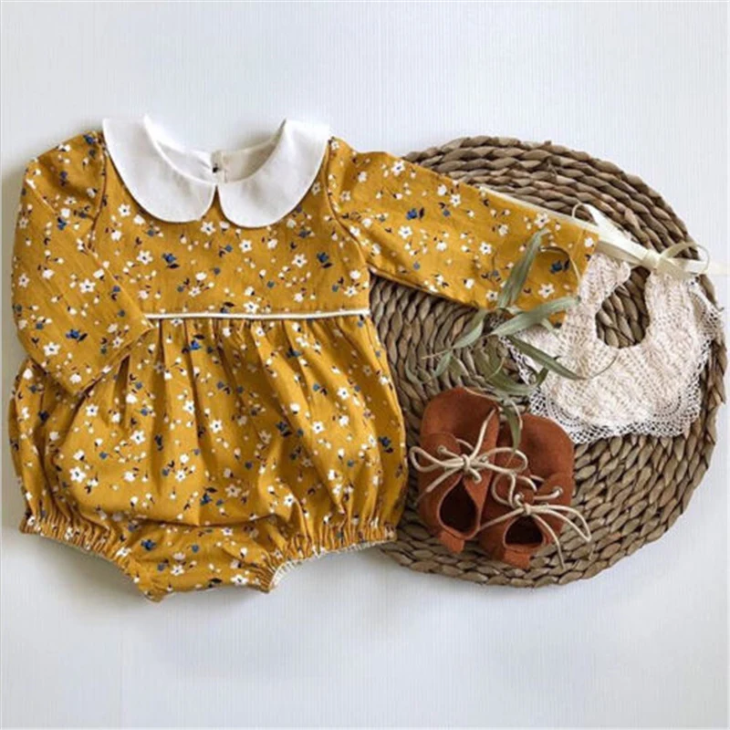 

Pudcoco Princess Newborn Baby Girl Floral Clothing Cotton linen Long Sleeve Romper Sunsuit Princess Outfits 0-18M