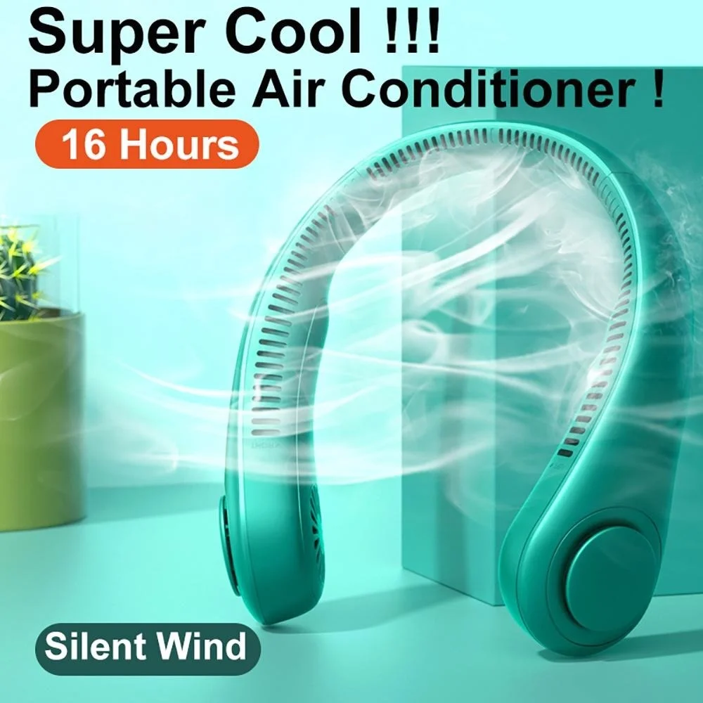 

Mini Bladeless Fan NeckFan 2400 mAh USB Rechargeable Mute Sports 3-speed adjustable Portable Fans For Home Outdoor