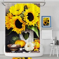 3d sunflower dandelion plant thick shower curtain high quality bath curtain waterproof mildew proof curtain in the bathroom