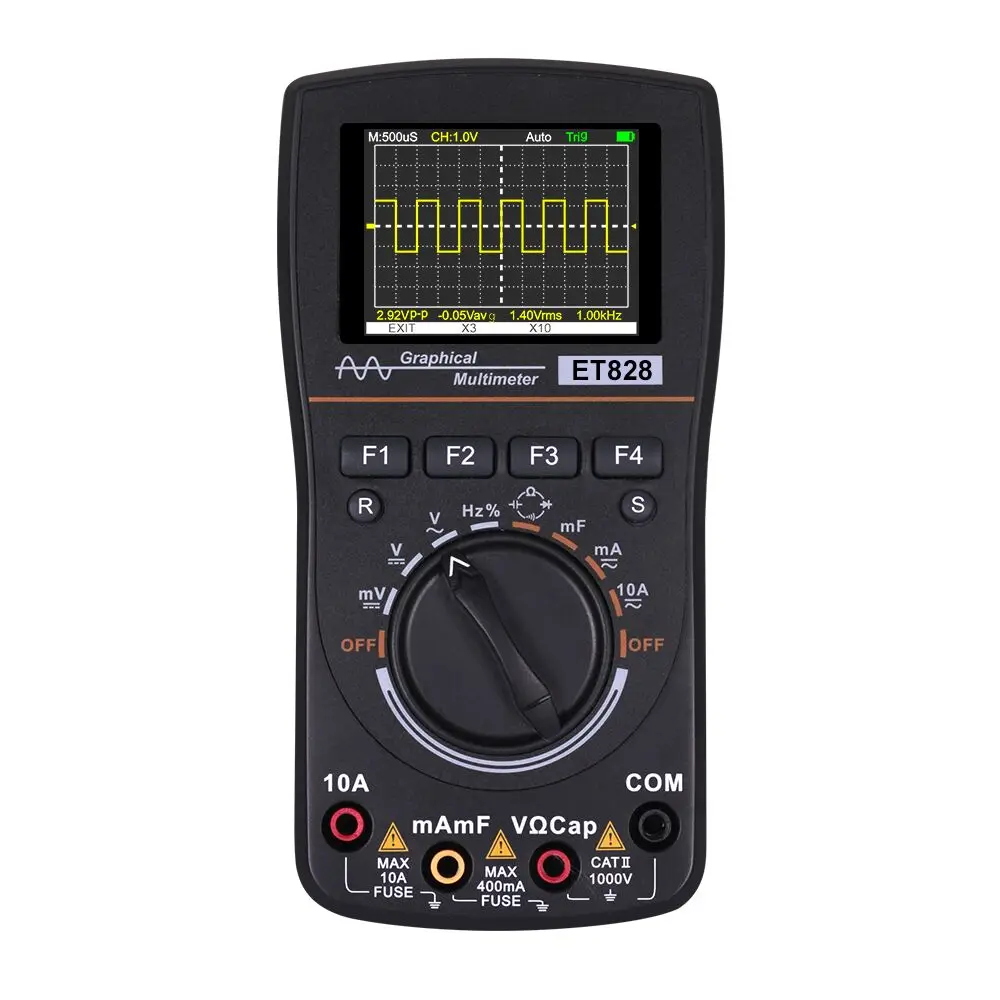 

Intelligent Graphical Digital Oscilloscope Multimeter 2 in 1 with 2.4 Inches Color Screen 1MHz Bandwidth 2.5Msps Sampling Rate