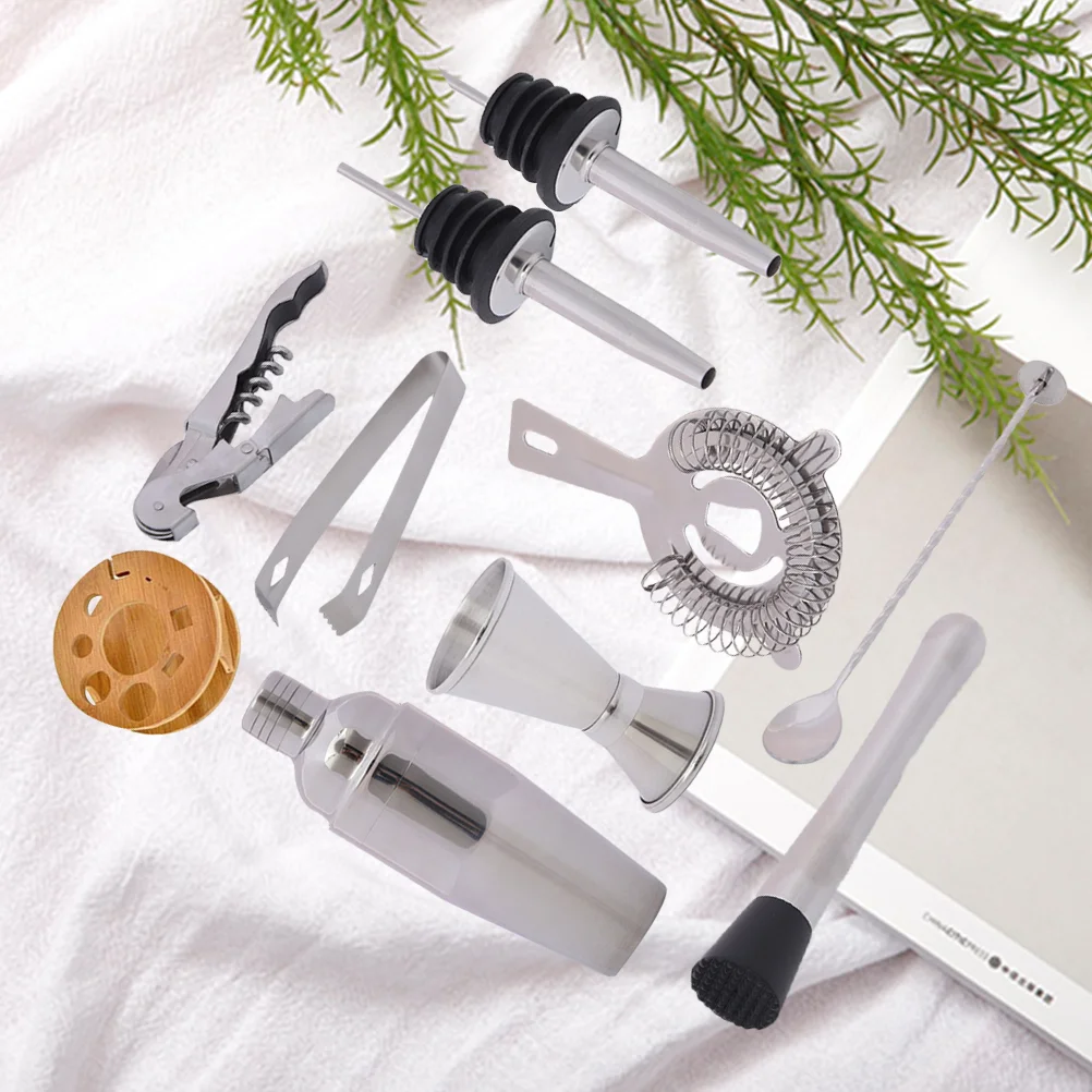 

10pcs One Set 750ML Cocktail Shaker Professional Cocktail Mixing Tools Stainless Steel Bartender Kit for Bar