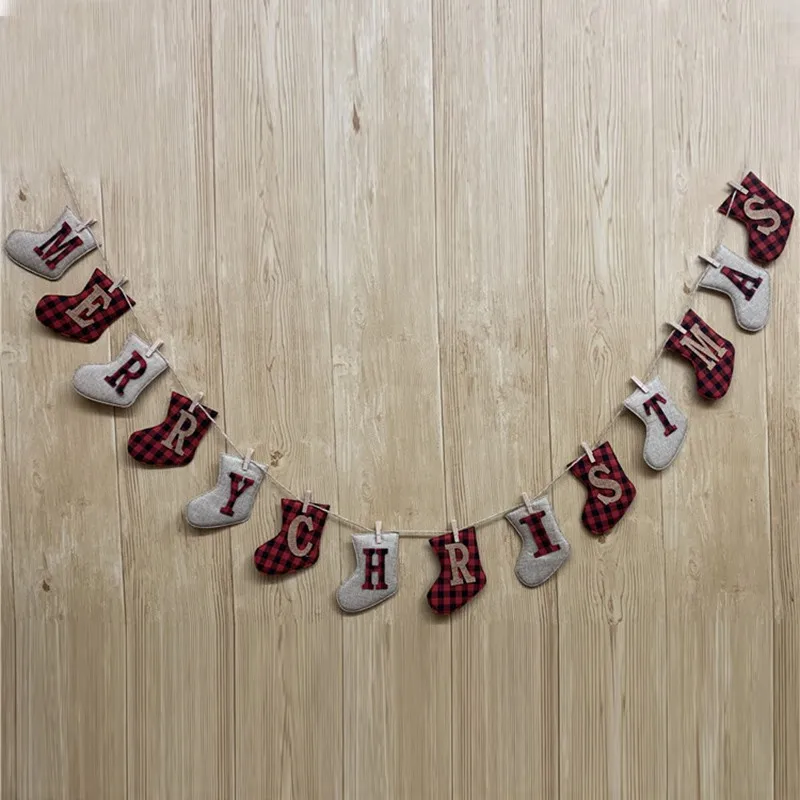 

Xmas Banners Paper Hanging Flags Merry Christmas Xmas Tree Bunting Garland Home Decorations