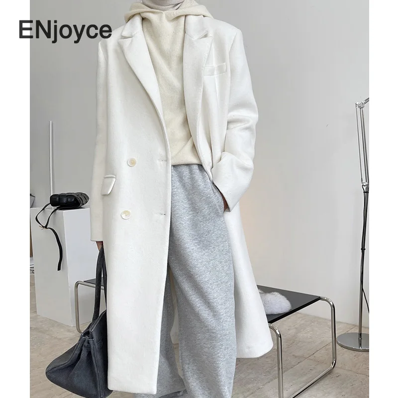 Зимнее новое шерстяное кашемировое длинное пальто в стиле ретро черный