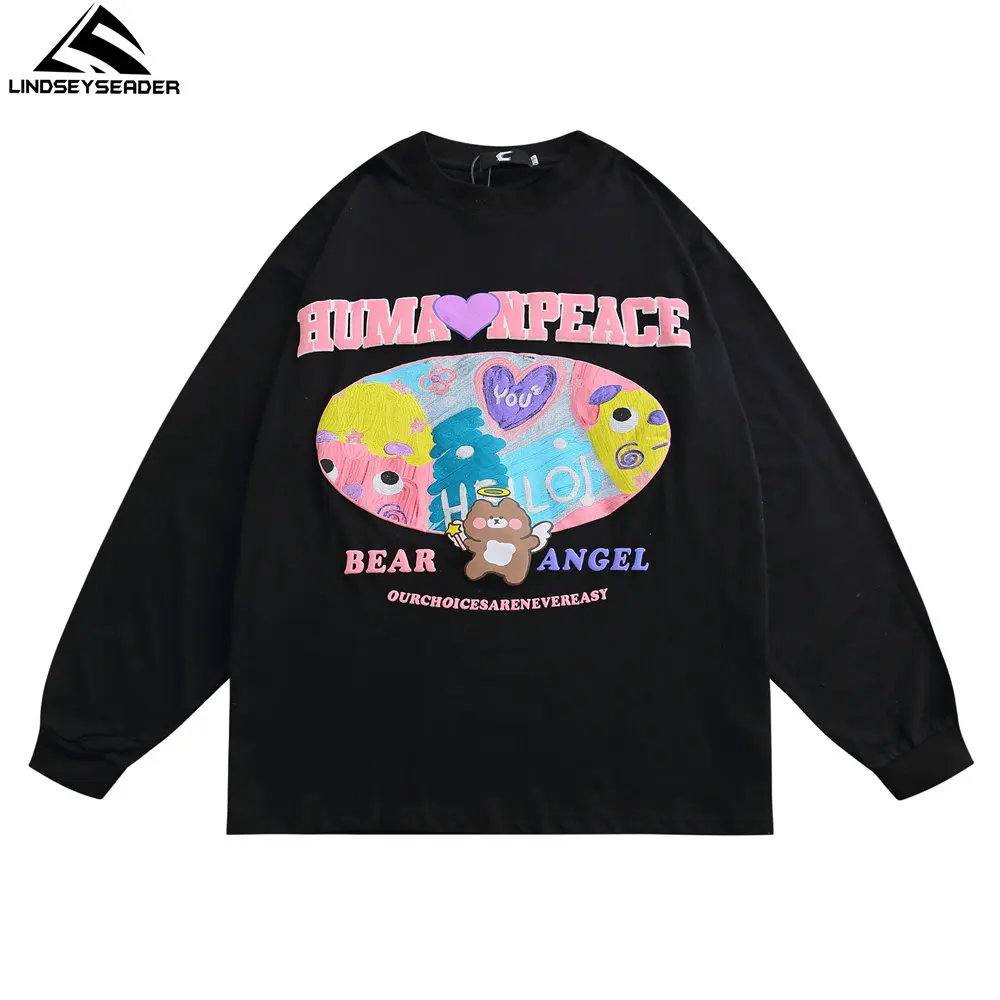 

Autumn Tops Men's T-shirt Anime Girl Printed Hip Hop Oversized Streetwear Harajuku Full Sleeve T Shirt Cotton Tops Men Clothing