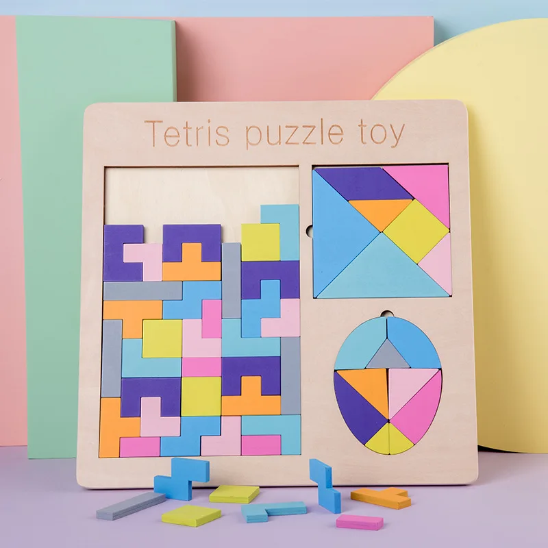 Детские деревянные обучающие игры головоломки волшебный Tangram, хобби, детские головоломки, кубики Тетрис, детские игрушки, детские подарки