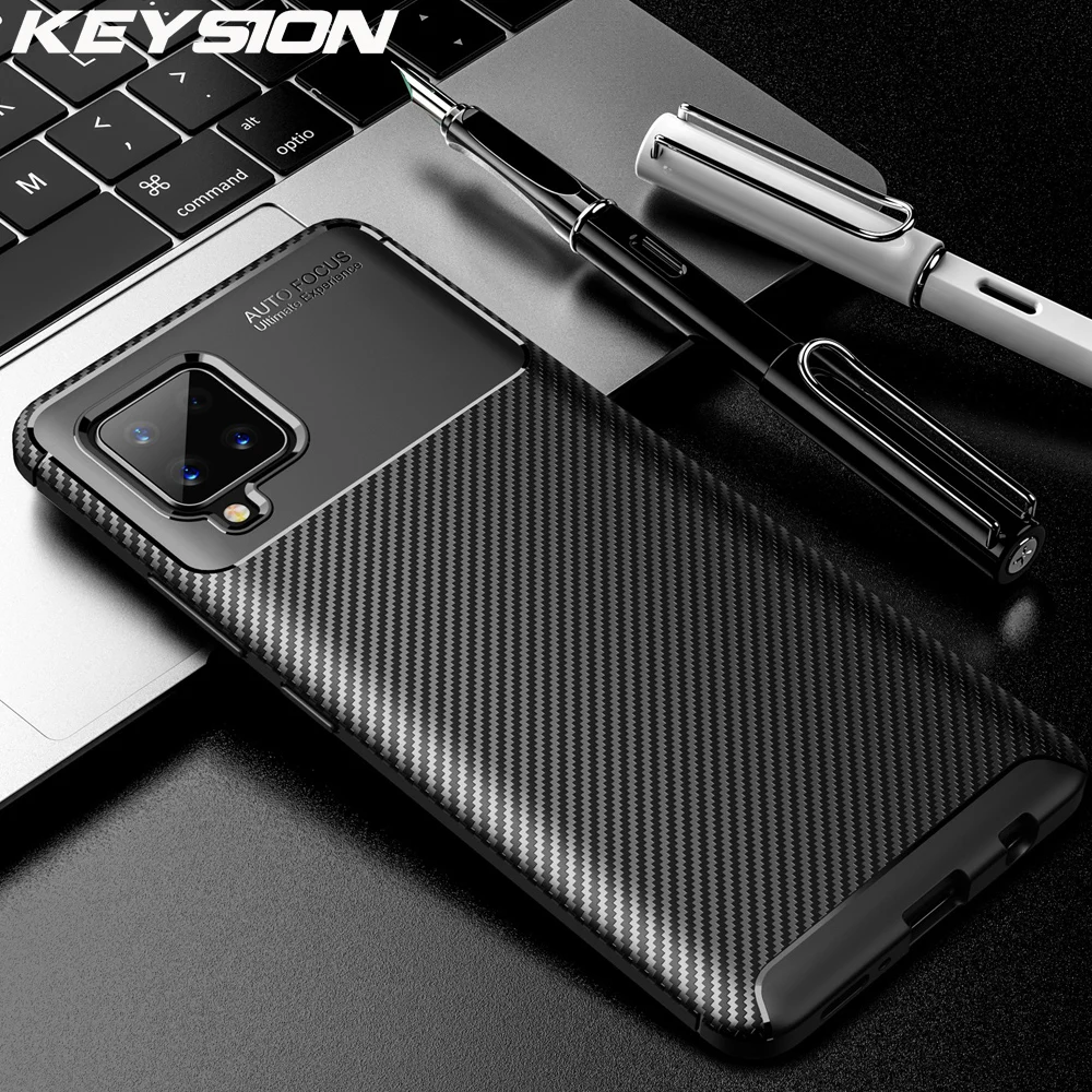 

Чехол KEYSION для телефона Samsung A12 A32 A42 5G A02S, текстура из углеродного волокна, силиконовая задняя крышка для Galaxy M51 M31S