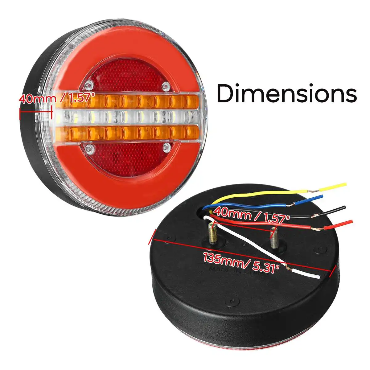 

2Pcs 24V Dynamic LED Trailer Truck Tail Light Brake Light DRL Flow Turn Signal Lamp Strobe Light for Car Boat Bus Van Caravan