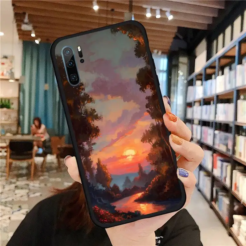 

painting art Loto Phone Case For Huawei honor Mate P 9 10 20 30 40 Pro 10i 7 8 a x Lite nova 5t Soft Silicone Shell Cover Funda