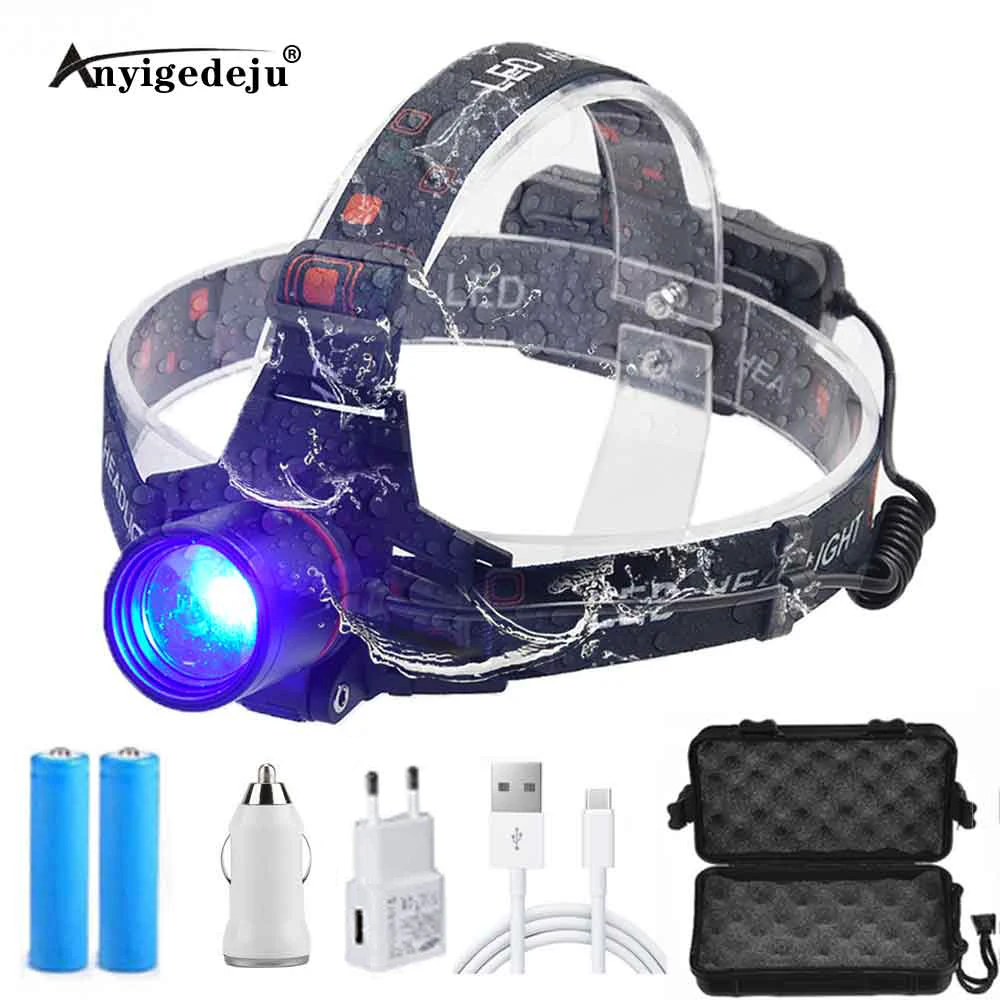 Светодиодная лампа налобный фонарь Anyigedeju USB светодиодные лампы T6 голубой для