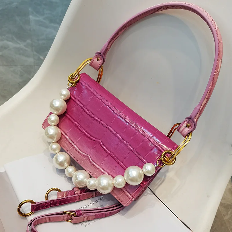 

Сумки для женщин, новинка 2021, модная Высококачественная сумка под подмышку из воловьей кожи с зернистой жемчужиной и камнем, Женская диагон...