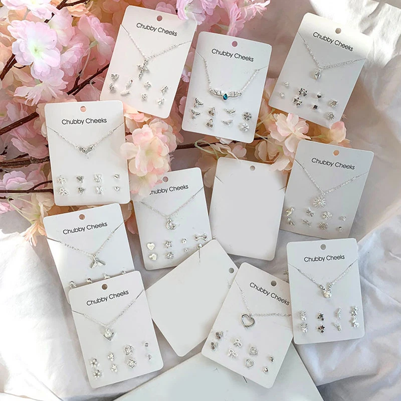 

Choker Muslim Chokers Cross Shape Stud Earrings Charm Necklace Earrings Set Pendant Trendy Heart Shape Clavicle Chain