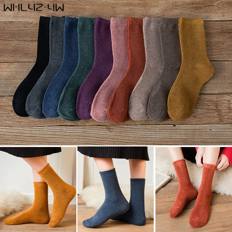 

Colorful Winter Warm Socks Woman Girl Organic Cotton Young Casual Fashion Boneless Thick Thermal Terry Harajuku Short Socks