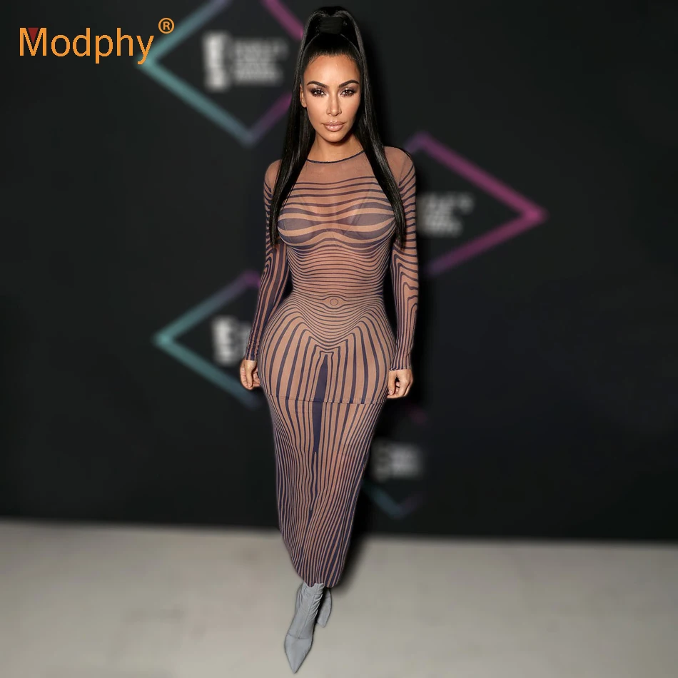 Женское платье с длинным рукавом облегающее леопардовое Клубное вечернее 2019 |