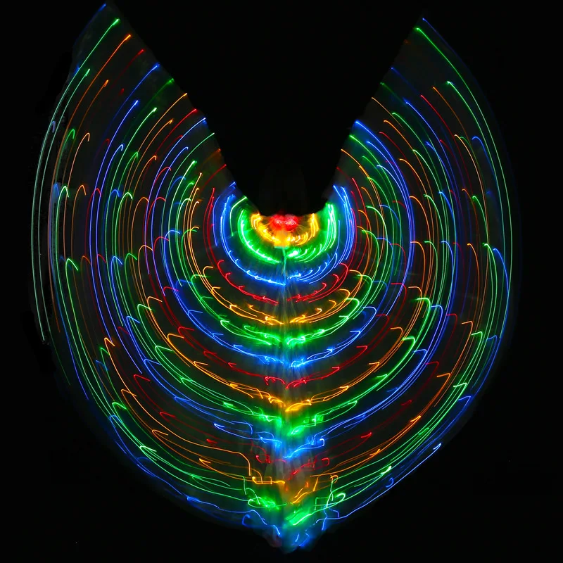 Большой цветной танец живота Светодиодные Крылья Бабочка Костюм восточные