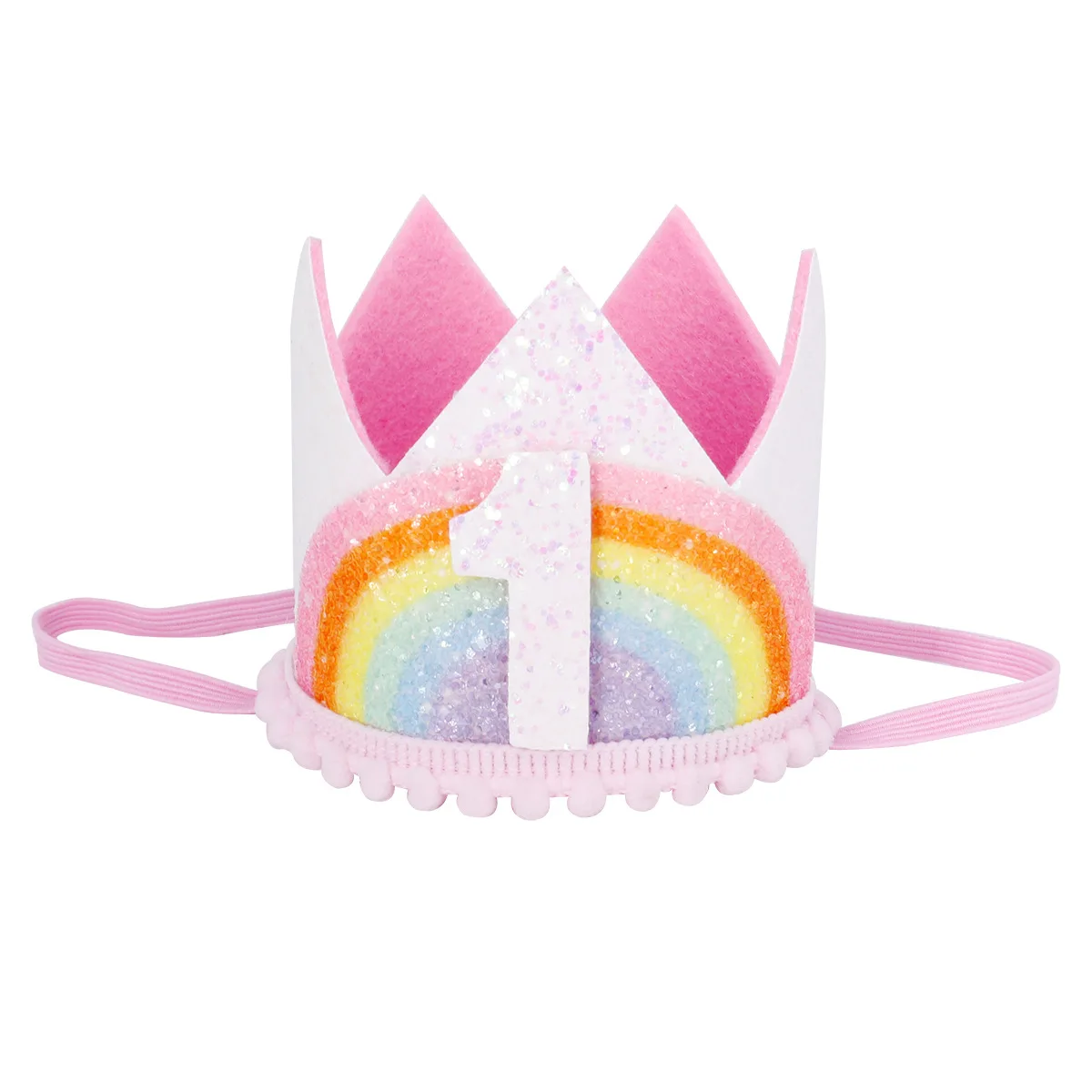 

0-9 Rainbow Birthday Crown Party Hats Boy Girl Kids One Year Princess Crown Headband Baby Shower 1st Birthday Decor Party Supply