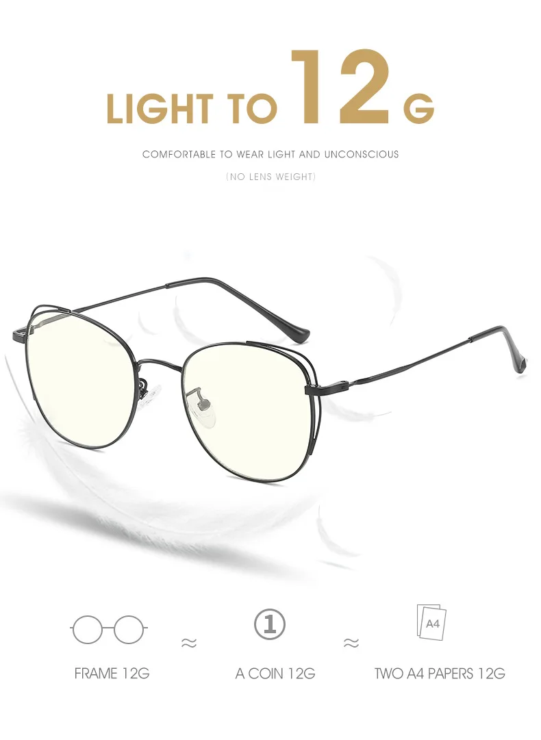 Computer Glasses Frame Eyewear Anti Blue Light Round Cat Eye Glasses Blue Light Glasses Women Anti Radiation Screen Eyeglasses
