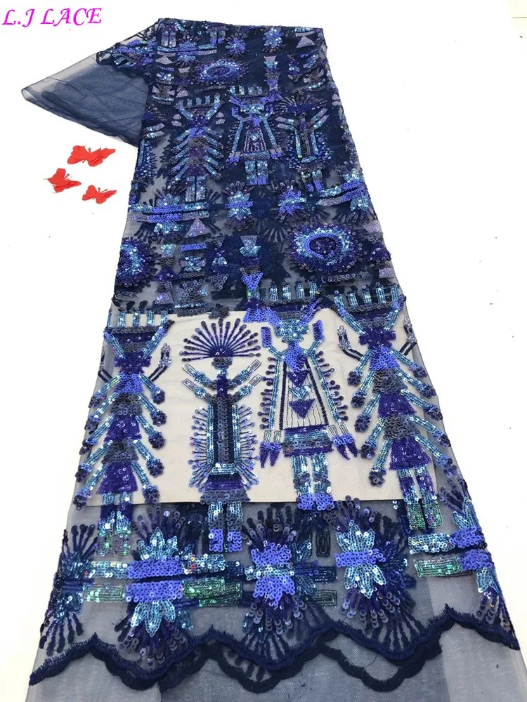 

2020 Fashion styles tulle lace sequins embroidery gauze fabrics African party dress DIY mesh net laces fabrics