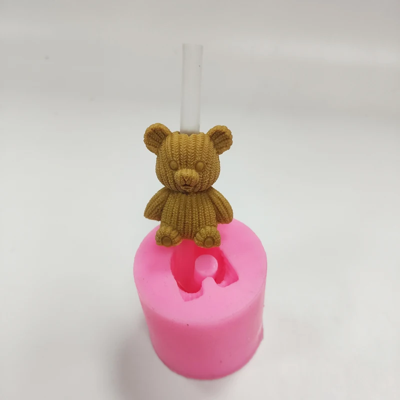 

3D bear, epoxy resin straw, silicone resin mold, DIY straw covering resin mold, handicraft decorations, car decorations, lollipo