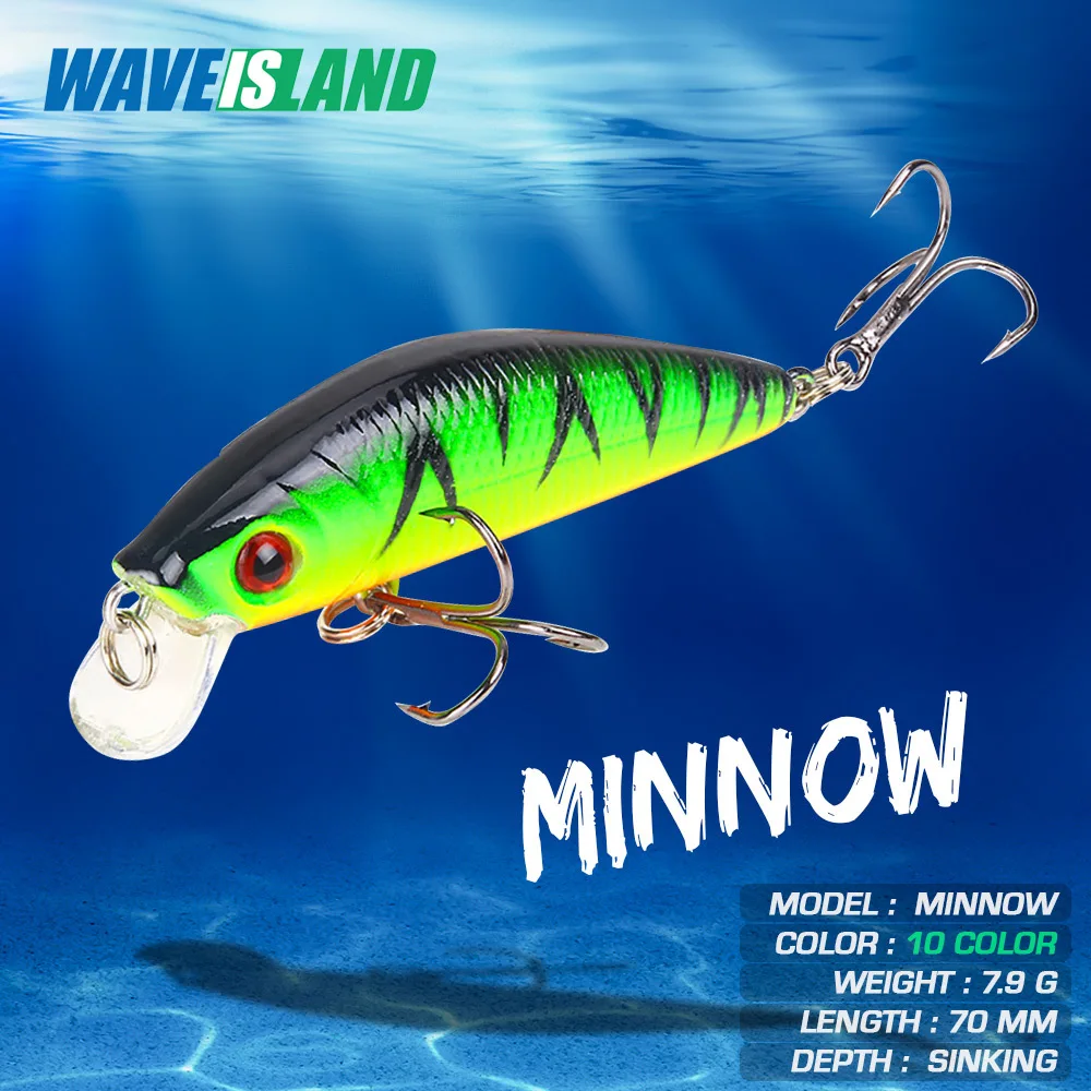 

WAVEISLAND Minnow Fishing Lure Floating Water Bait 7.9g 7cm Bionic Decoy Baits Artificial Pesca Saltwater Lures Carp Pike Fish