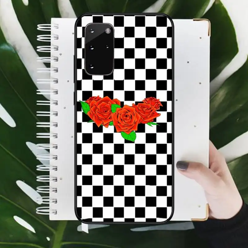 

Checkerboard Plaid Checked flame letter Phone Case For Samsung S 9 10 20 A 10 21 30 31 40 50 51 71 s note 20 j 4 2018 plus
