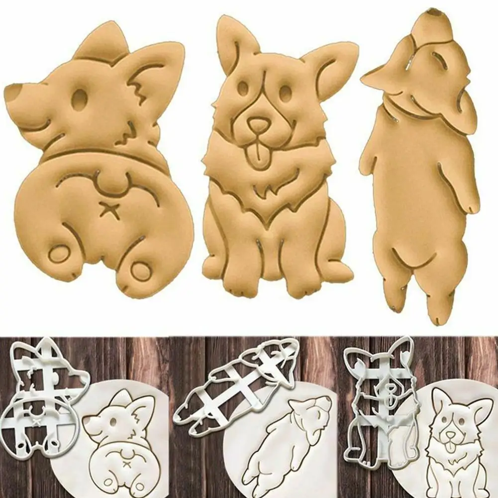 

3D Three-dimensional Plastic Biscuit Mould Cute Cat And Puppy Cookie Mould DIY Cake Decorating Tool