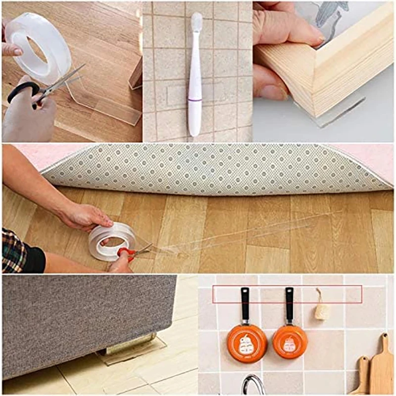 Traceless Tape 1/2/3/5m Reusable Double-Sided Adhesive Nano Tapes Removable Sticker Washable Loop Disks Tie Glue | Обустройство дома