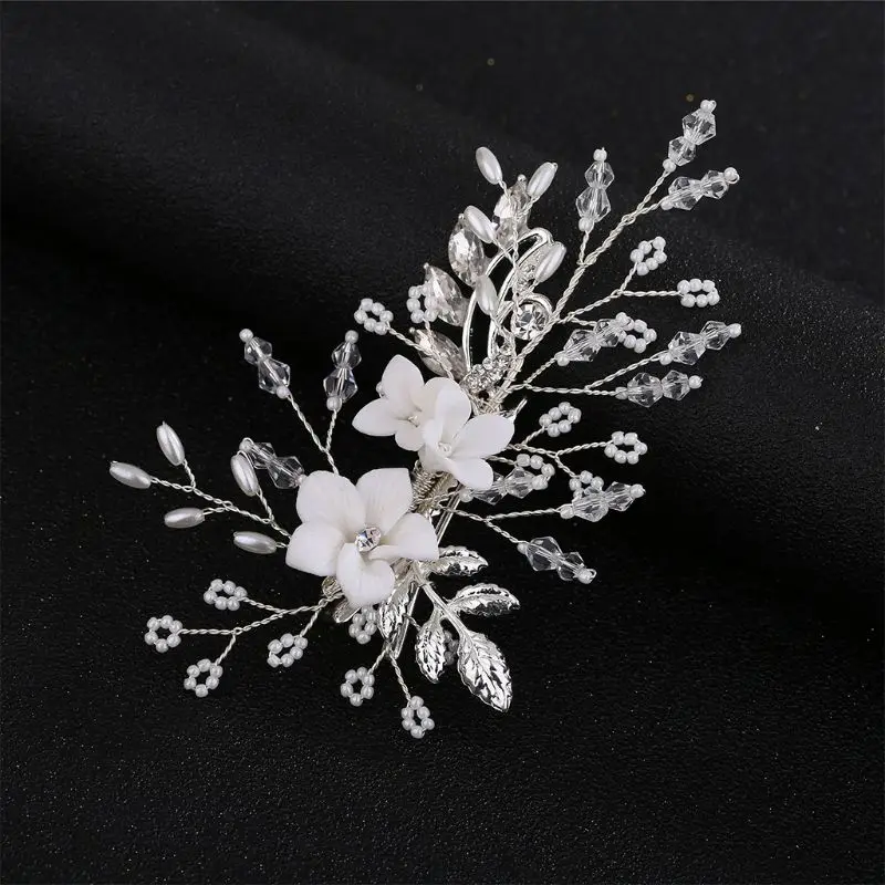 

Alloy Flower Hair Pins for Bridal Crystal Hair Clip Bride Headwear Wedding Hair