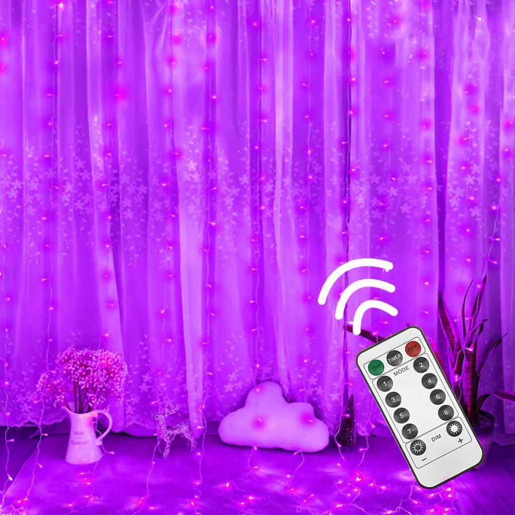 purple 300 светодиодный, 8 режимов, пульт дистанционного управления, сказочные гирлянды, рождественские, 5 В, USB, светодиодный, для свадебной вечеринки, сказочные огни, гирлянда, занавеска, садовый декор - Испускаемый цвет: purple