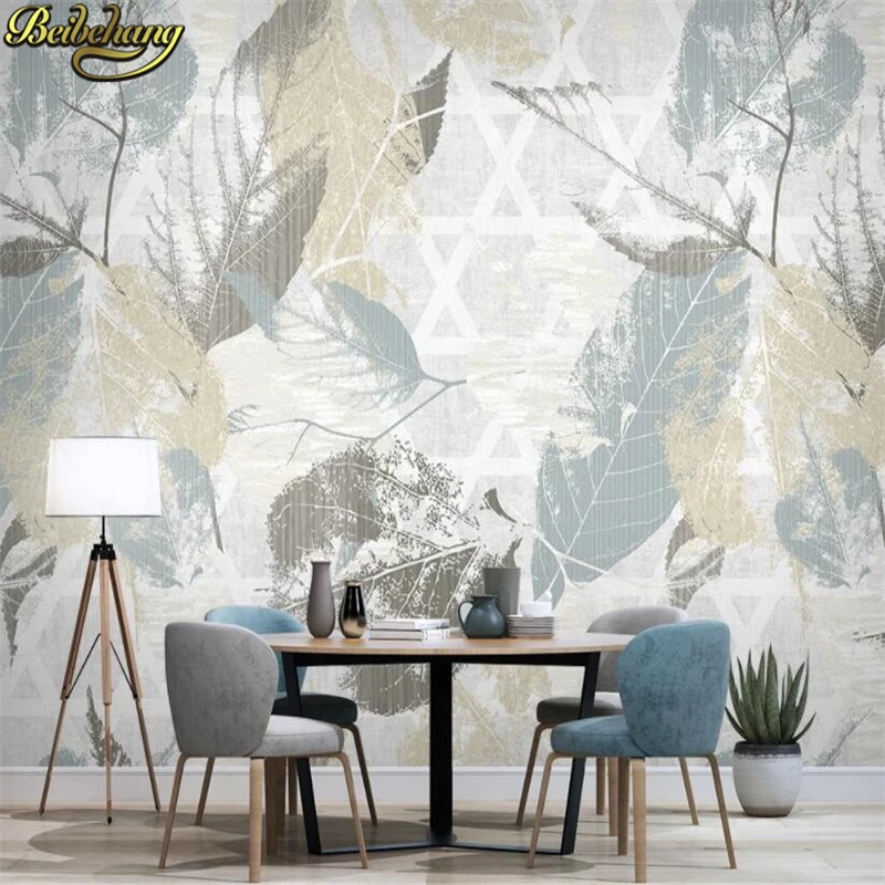 

Пользовательский 3d скандинавский Ретро растения листья растения настенная бумага спальня ТВ фон украшение живопись наклейки 3D обои домашний декор