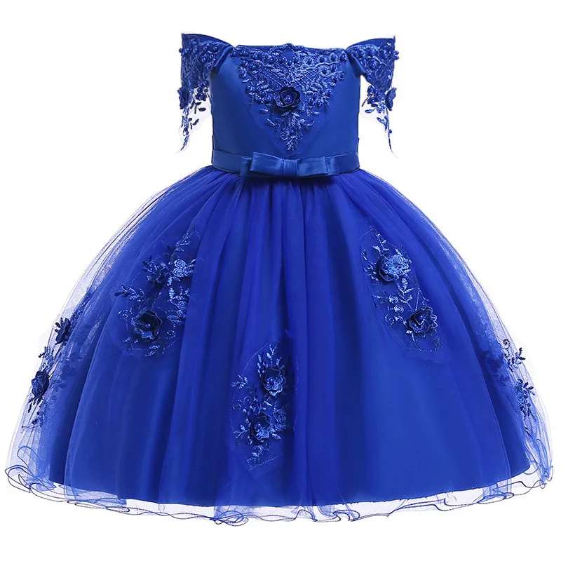 

2021 Flower Weddings Princess Dress for Girl Evening Birthday Ball Gowns Party Dresses Children Bridesmaid Kid Clothes Costume