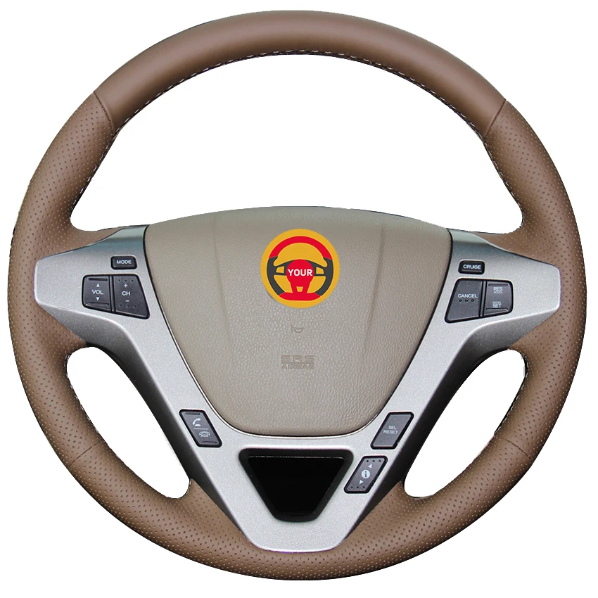 

Dark Brown Natural Leather Car Steering Wheel Cover for Acura MDX 2009-2012