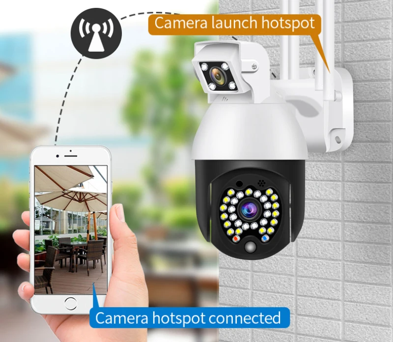 

PTZ IP Camera Externa Security Wifi 360 Dual Lens Outdoor Surveillance Wireless Mini 1080P HD 2MP Waterproof Night Vision