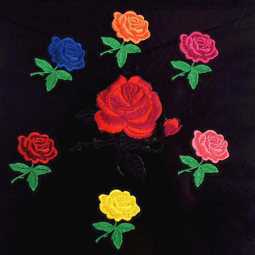 Новое поступление модные розовые цветы Parch Вышитые заплаты для одежды &quotсделай
