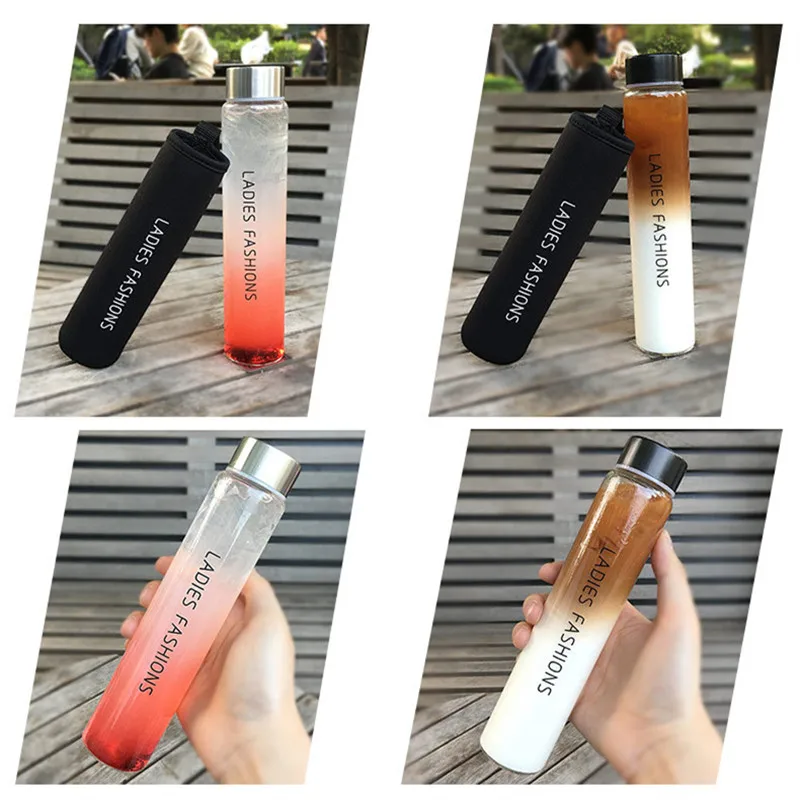 

Portable Korean Version Glass Cup Water Bottle Summer Outdoor Sport Water Cup Glass Water Bottles
